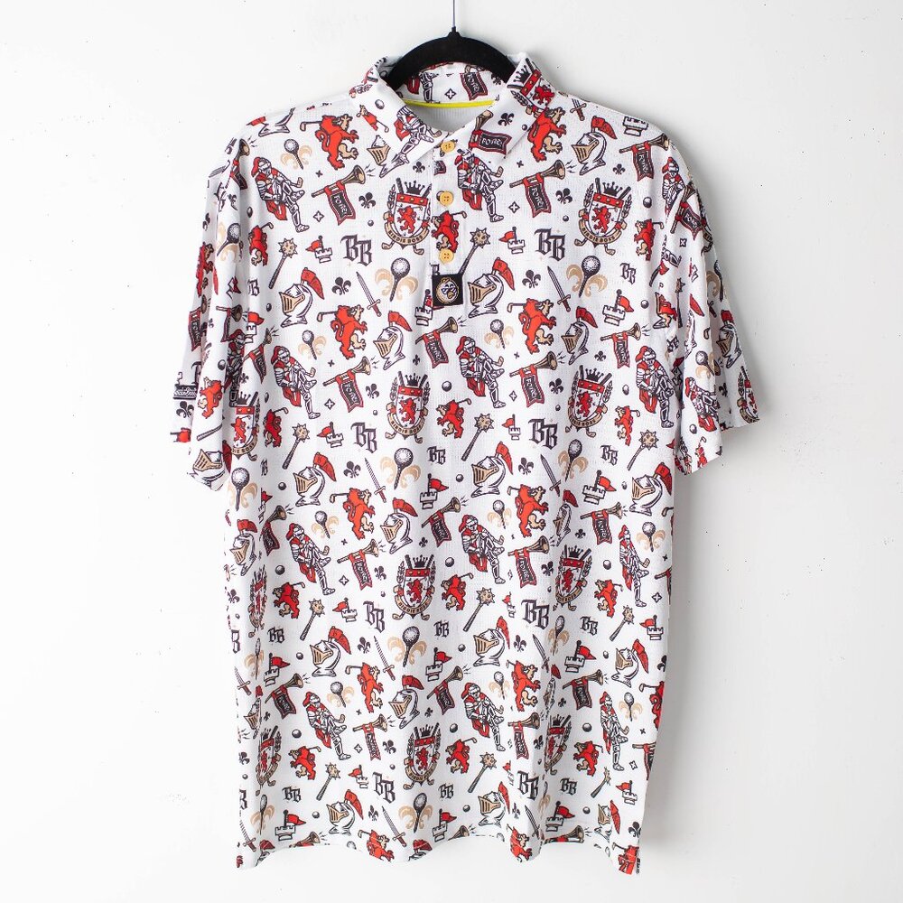 Birdie Boss Polo‎ Shirt Men's XL White Sir Shanksalot Performance Golf